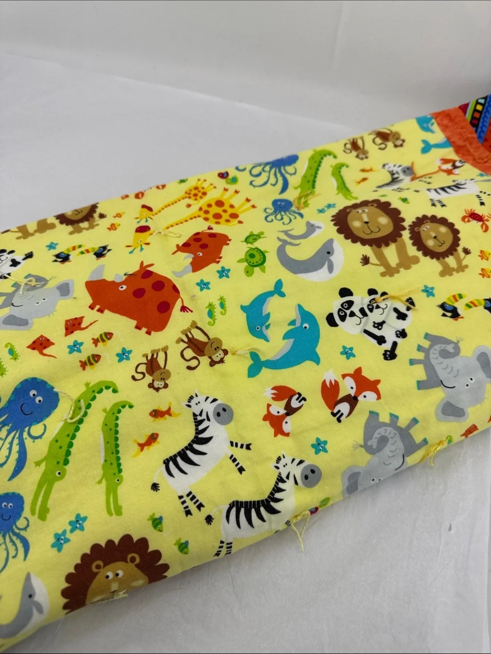 Handmade Colorful Baby Blanket Quilt, Quilted & Tied, Jungle Safari Animals